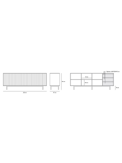 Aparador MIDGAR 212x47x78 cms bl