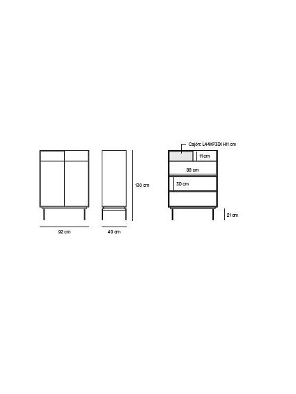 Mueble Auxiliar VALLEY 92x40x130 cms Roble/Gris