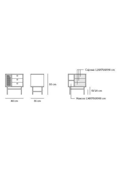 Mesita PUNTO 48x35x55 bl