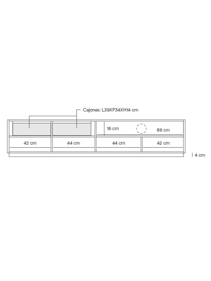 Mueble TV DORIC 182x48x42 cms Negro/Gris antracita