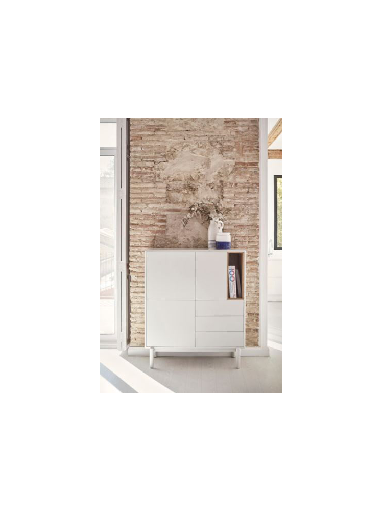 Mueble Auxiliar CORVO 100x40x120 cms Crema/Roble