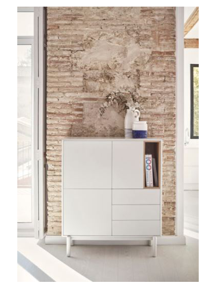 Mueble Auxiliar CORVO 100x40x120 cms Crema/Roble