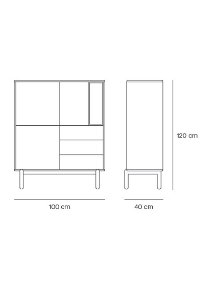 Mueble Auxiliar CORVO 100x40x120 cms Crema/Roble