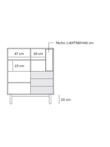 Mueble Auxiliar CORVO 100x40x120 cms Crema/Roble