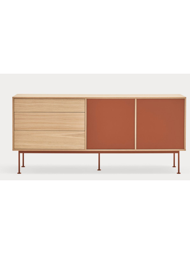 Aparador 2puertas 3cajones YOKO 180x45x81 cms Roble/Teja