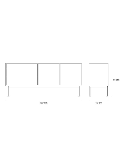 Aparador 2puertas 3cajones YOKO 180x45x81 cms Roble/Teja
