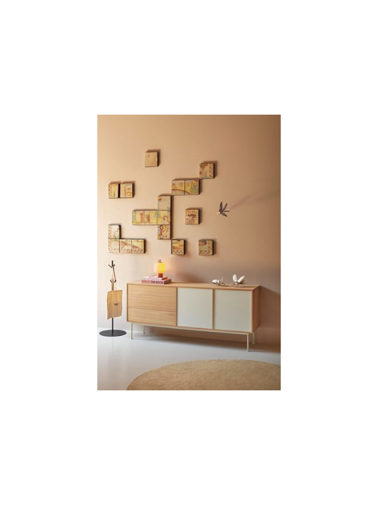 Aparador 2puertas 3cajones YOKO 180x45x81 cms Roble/Teja
