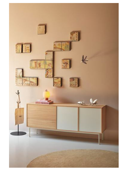 Aparador 2puertas 3cajones YOKO 180x45x81 cms Roble/Teja