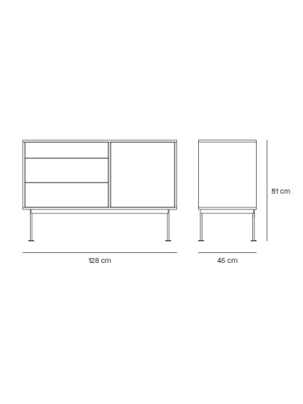 Aparador 1puerta 3cajones YOKO 128x45x81 cms Roble/Crema