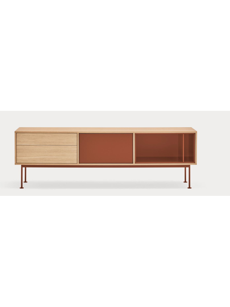 Mueble TV 1puerta 2cajones 180x40x59 cms Roble/Teja Mueble TV 1puerta 2cajones 180x40x59 cms Roble/Teja