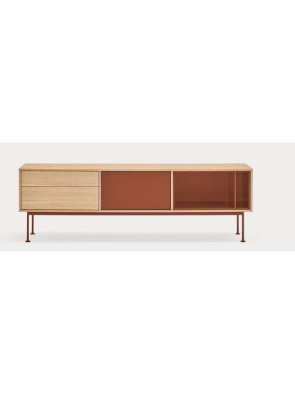 Mueble TV  1puerta 2cajones 180x40x59 cms Roble/Teja