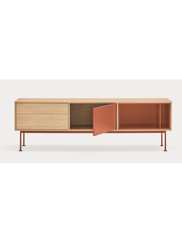 Mueble TV  1puerta 2cajones 180x40x59 cms Roble/Teja
