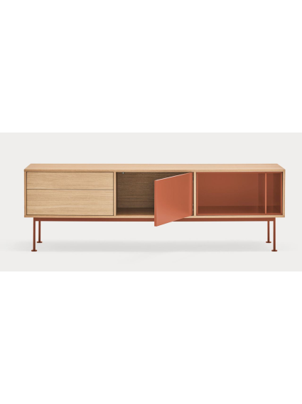 Mueble TV  1puerta 2cajones 180x40x59 cms Roble/Teja