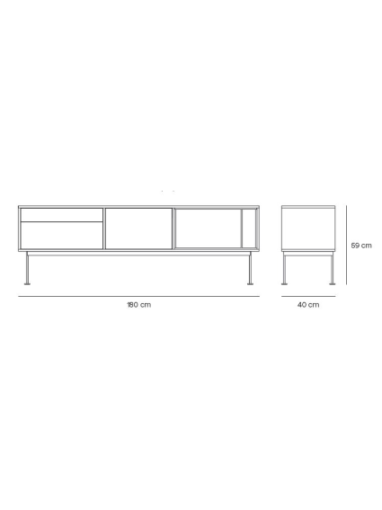 Mueble TV 1puerta 2cajones 180x40x59 cms Roble/Teja