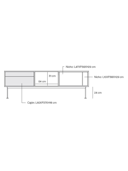 Mueble TV  1puerta 2cajones 180x40x59 cms Roble/Teja