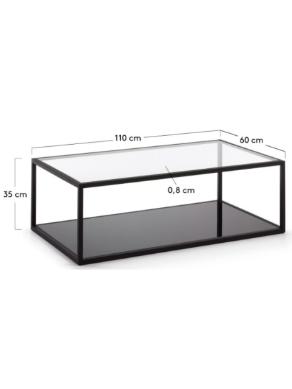 Mesa de centro GLASS 110x60x35 cms