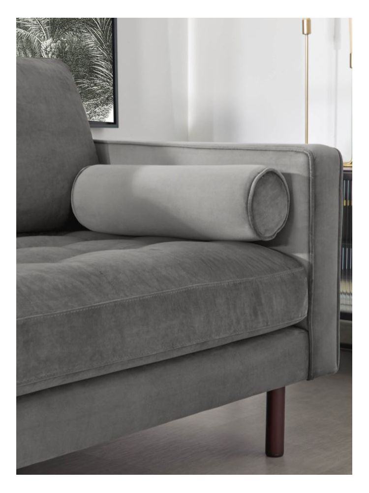 Sofá WALKIRIA 3 plazas terciopelo gris 222x98x85 cms