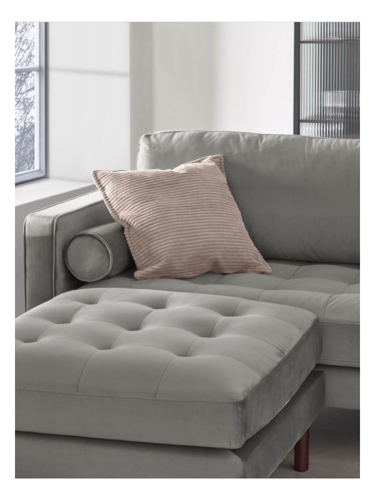 Sofá WALKIRIA 3 plazas terciopelo gris 222x98x85 cms