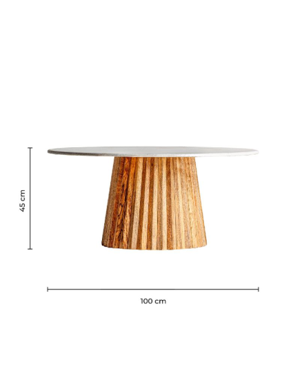 Mesa centro ARTI 100x49 cms Blanco/Natural