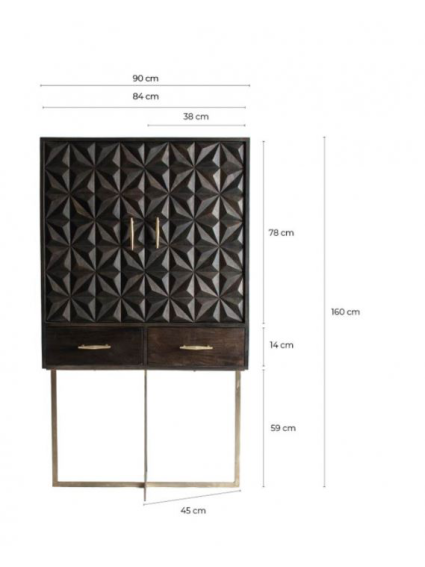 Armario JOIE 90x45x160 cms Negro/Oro