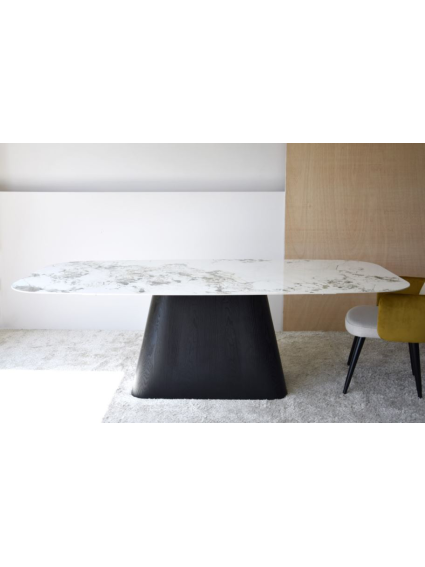 Mesa comedor PIERRE 230x110x75 cms piedra y fresno