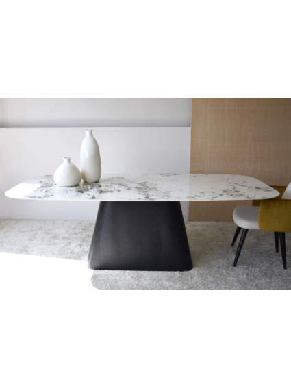 Mesa comedor PIERRE 230x110x75 cms piedra y fresno