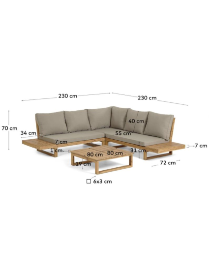 Sofá rinconera DEHORS 5 plazas acacia FSC