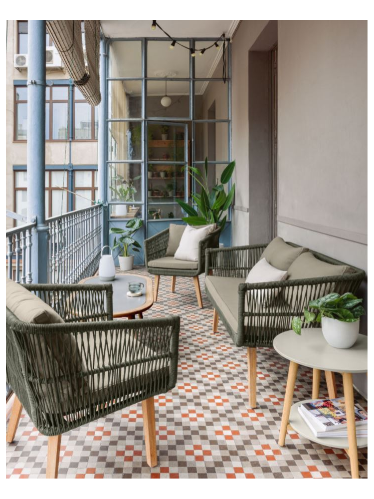 Conjunto jardín HELGE sofá+2 butacas verde
