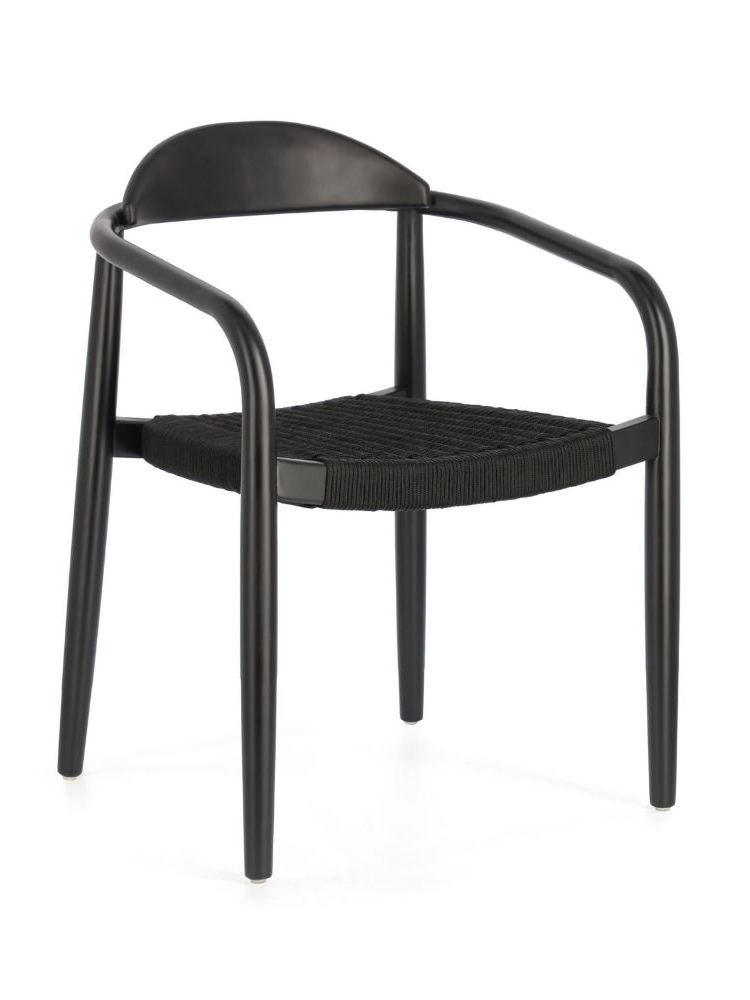 Silla PAPIER acacia acabado negro mate y cuerda negro Silla PAPIER acacia acabado negro mate y cuerda negro