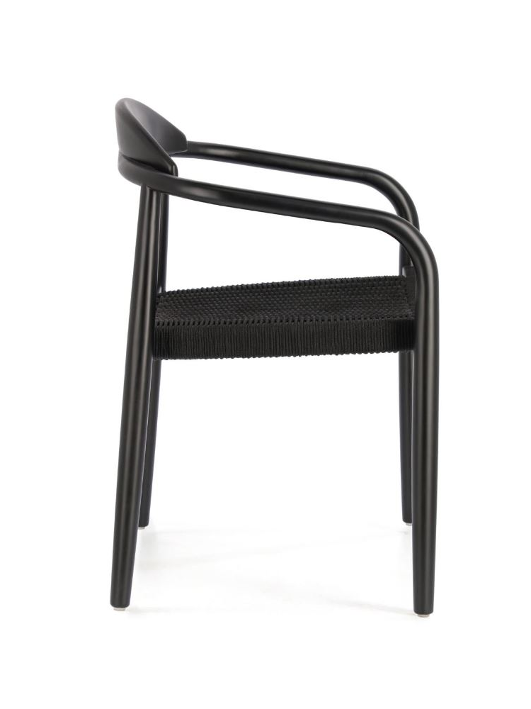 Silla PAPIER acacia acabado negro mate y cuerda negro