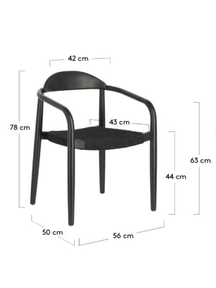 Silla PAPIER acacia acabado negro mate y cuerda negro