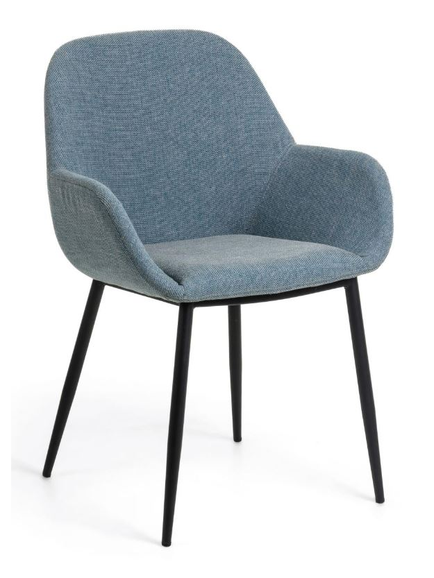 Silla CAMILE azul claro y patas de acero acabado pintado negro