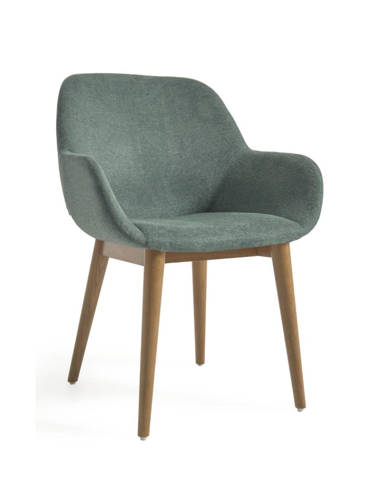 Silla CAMILE verde y patas de chapa de fresno acabado oscuro Silla CAMILE verde y patas de chapa de fresno acabado oscuro