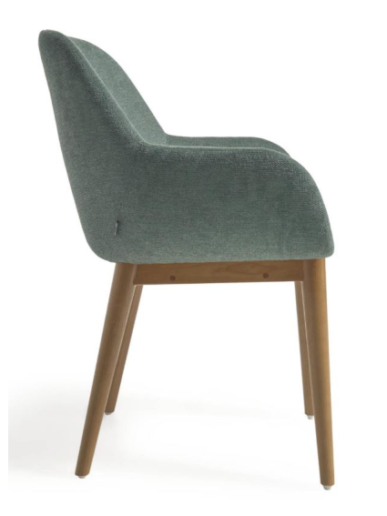 Silla  CAMILE verde y patas de chapa de fresno acabado oscuro