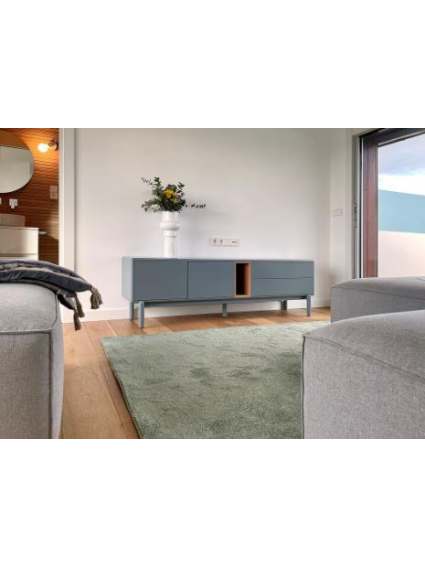 Mueble TV 180x40x56 CORVO  Gris antracita/Roble