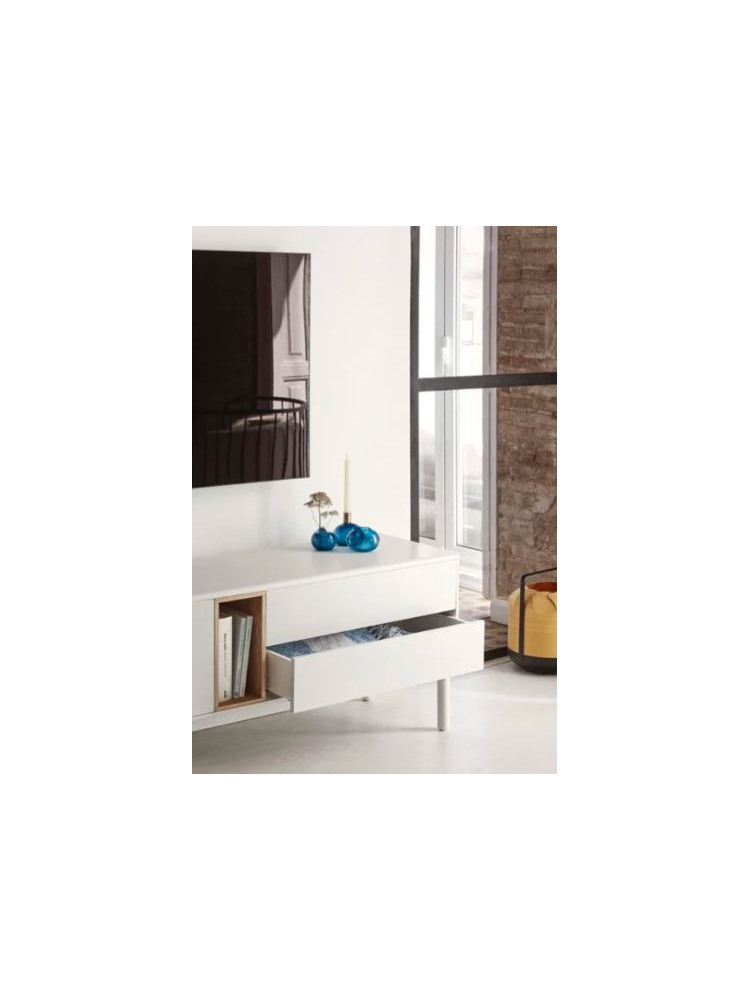 Mueble TV 140x40x56 CORVO Blanco/Roble