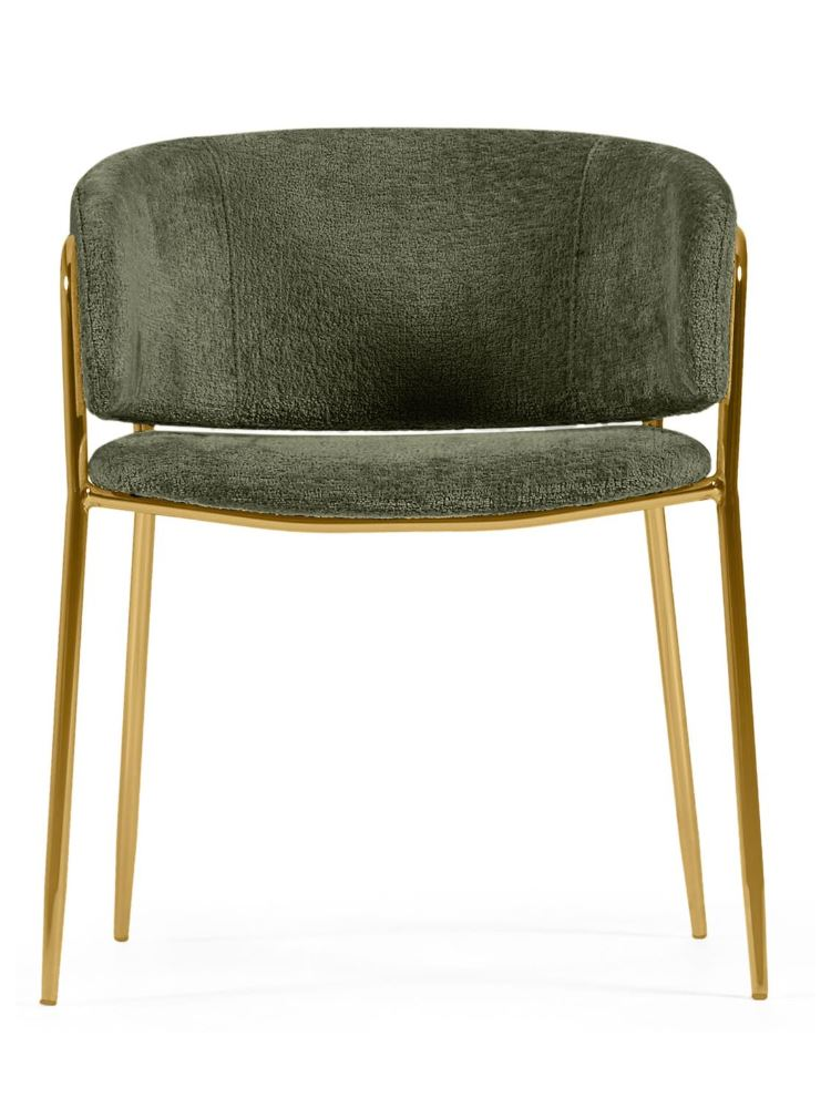 Silla FRANCIS chenilla verde/dorado