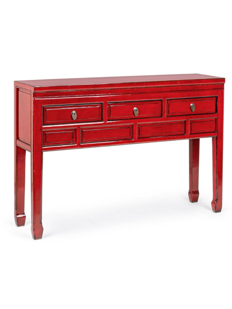 Consola 128x30x88cms JIN 3 cajones rojo Consola 128x30x88cms JIN 3 cajones rojo