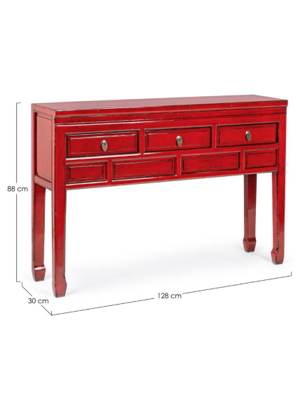 Consola 128x30x88cms JIN 3 cajones rojo