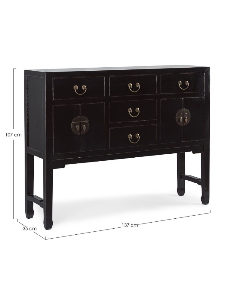 Consola 137x35x107cms JIN 4 puertas y 5 cajones negro