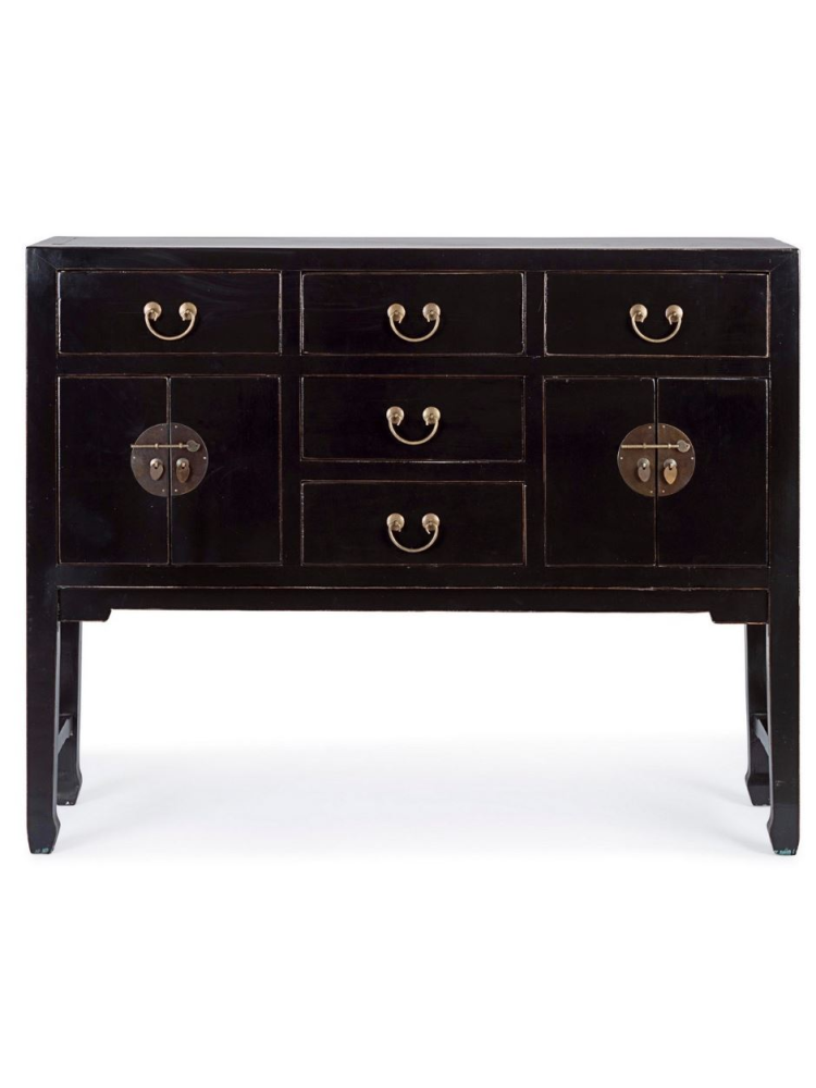 Consola 137x35x107cms JIN 4 puertas y 5 cajones negro