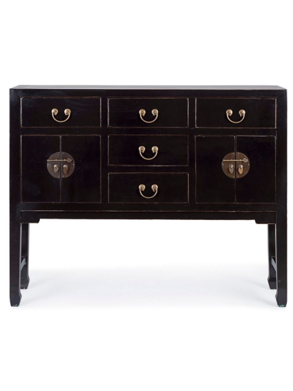 Consola 137x35x107cms JIN 4 puertas y 5 cajones negro