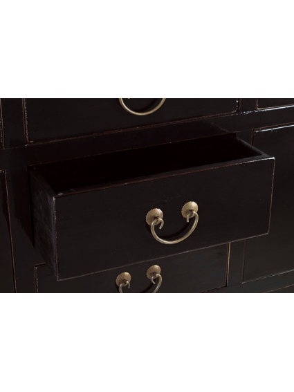 Consola 137x35x107cms JIN 4 puertas y 5 cajones negro