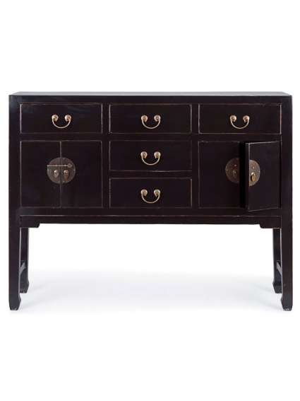 Consola 137x35x107cms JIN 4 puertas y 5 cajones negro
