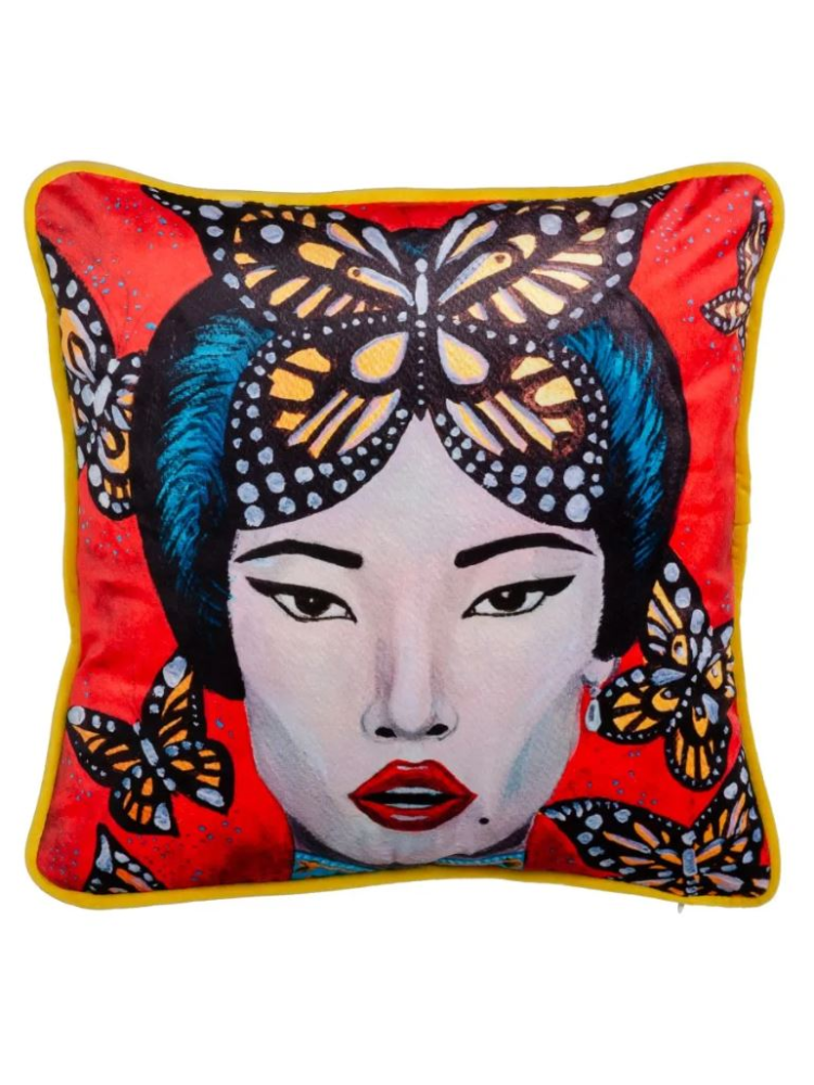 Cojín 45x45cms poliester mariposa rojo Cojín 45x45cms poliester mariposa rojo