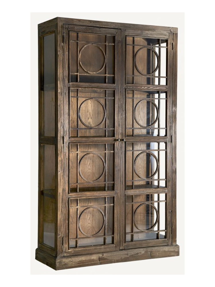 Vitrina 124x46x210cms marrón envejecido