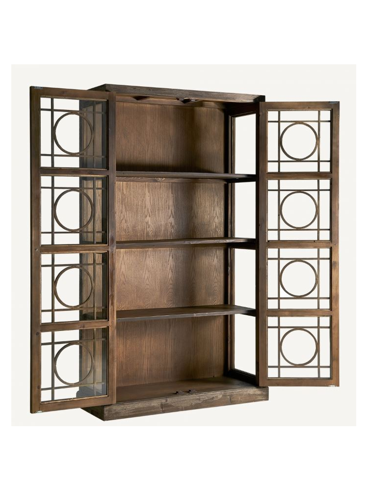 Vitrina 124x46x210cms marrón envejecido
