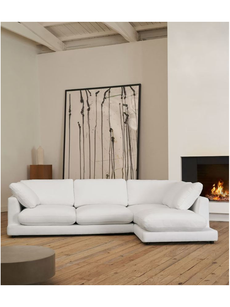 Sofá 300x193x87 cms TOLÓN chaise longue derecha blanco