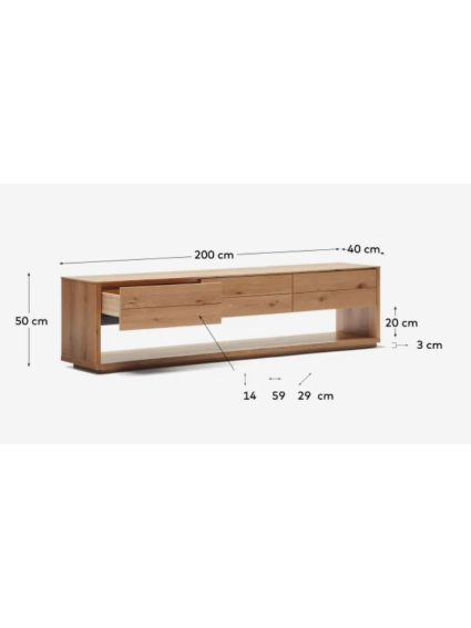 Mueble tv 200x40x51 cms LEMIN chapa roble natural