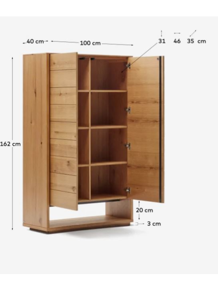 Aparador alto 100x40x163.5 cms LEMIN chapa roble naural